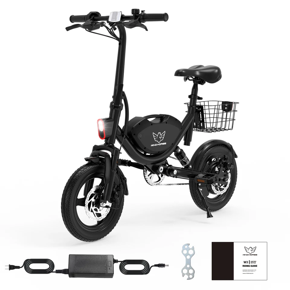 Bicicleta eléctrica plegable de 14" con cesta 22 Mph 715W Peak Commuter para adultos Foto 4 de 4