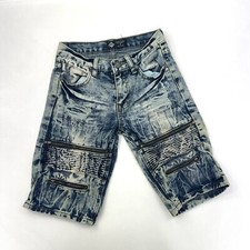 Road Narrow Zip Up Pockets Bleached Denim Bermuda Shorts Boys Size 8
