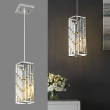 Modern Chrome Mini Crystal Pendant Light for Kitchen, Dining, Bedroom