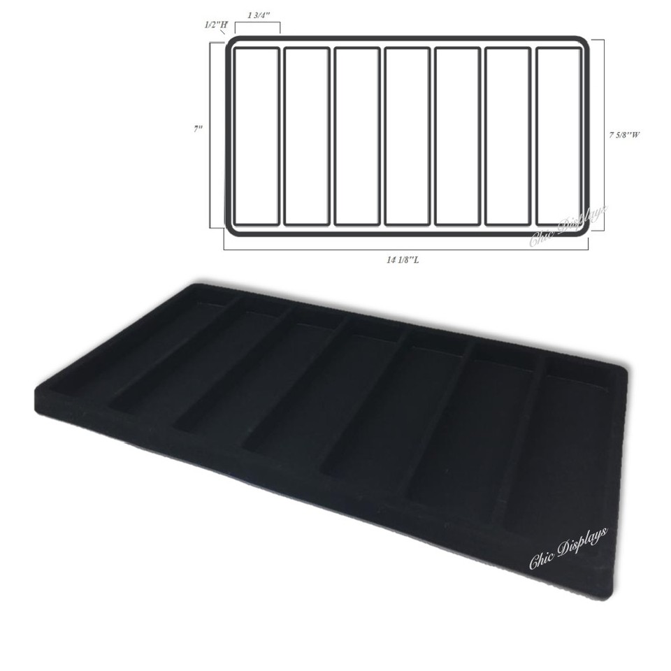 7pc Jewelry Display Trays Black Jewelry Trays Lot 7 Trays Jewelry Liner