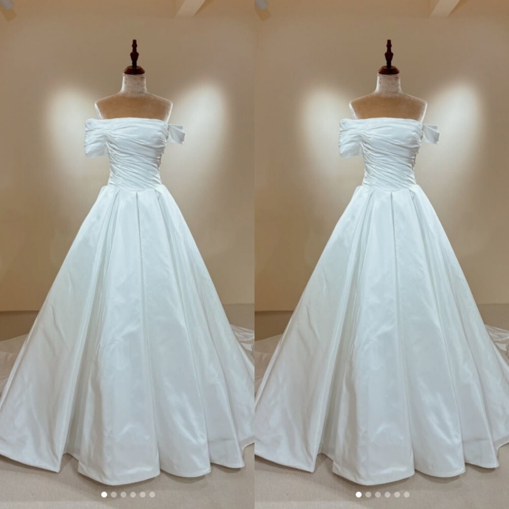 Elegant Wedding Dresses Off Shoulder Ruched Princess A-Line