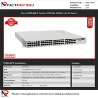 Cisco C9300-48P-E Catalyst 9300 48x 1GB PoE+ RJ-45 Switch