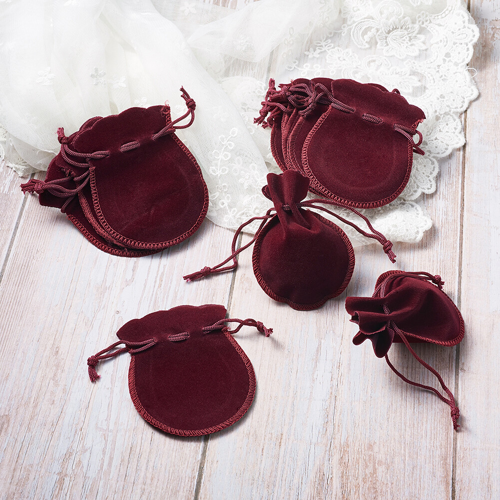200 Soft Drawstring Velvet Bags Jewelry Packing Gift Pouches Dark Red 3.5"x2.7"