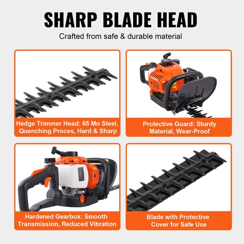 VEVOR 23.2" 26CC 2 Cycle Gas Hedge Trimmer Gas Powered Handheld Hedge Trimmer - Imagen 4 de 12