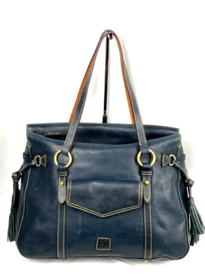 Dooney Bourke Navy Blue Leather large Satchel Shoulder Bag