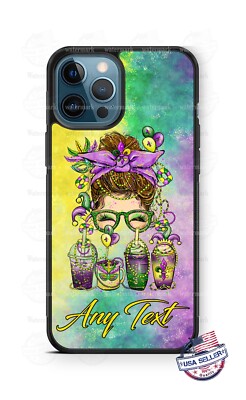 Mardi Gras Messy Bun Hair Phone Case For iPhone 14 Samsung A32 Google