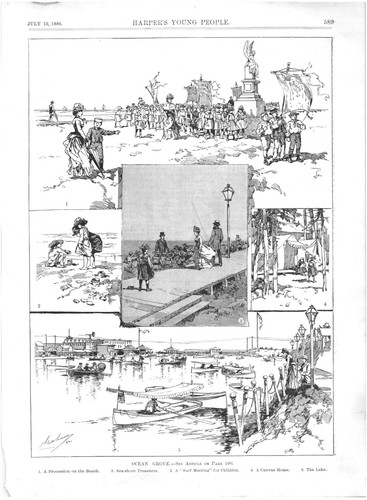 OCEAN GROVE.VTG 1886 11" x 8" HARPER'S ENGRAVING PRINT