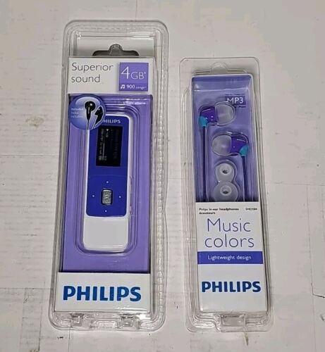 Purple Philips GoGear Mix 4GB Superior Sound MP3 Player SA3MXX04VW/37 Bundle