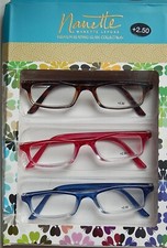 NANETTE LEPORE 3-PACK PREMIUM READING GLASSES READERS 2.50 NEW 100 AUTHENTIC