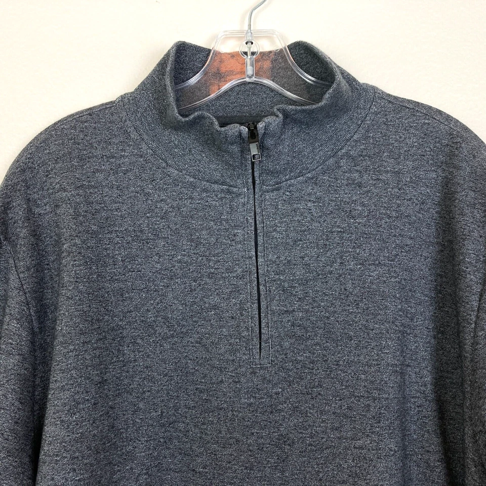 Camisa Pullover Para Hombre Alfani 1/4 Cremallera Talla XL Mezcla de Algodón Gris Medio Cuello Alto Foto 2 de 4