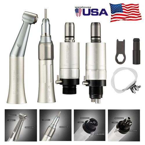 Dental Slow Low Speed Handpiece Straight Contra Angle Air Motor 4Holes External - Picture 1 of 73