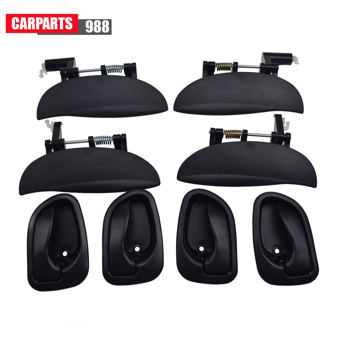 8Pcs Inside Outside Black Door Handle Front Rear For Hyundai Atos