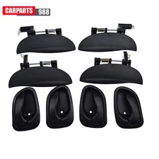 8Pcs Inside Outside Black Door Handle Front Rear For Hyundai Atos /prime Sanatro