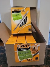 BIG Round Stic Ball  Black Ink Pens Xtra Life - 1 Box Has 4 Packs ×36=144 Total.