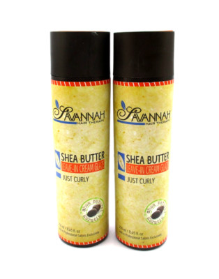 Lot/2 Savannah Shea Butter Leave In Cream Glaze Just Curly ~ 8.45 oz x 2