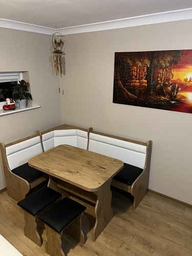 KITCHEN DINING CORNER SEATING BENCH TABLE 2 STOOLS WITH STORAGE | eBay UK