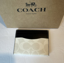 Coach New York Black White Leather Logo ID/Document Holder Organizer
