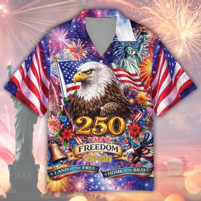 America 250 4th Of July Hawaiian Shirt USA Eagle Patriotic Independence Day