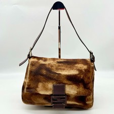 Borsa a mano Fendi mamma baguette borsa a tracolla capelli di cavallo pelle marrone Y2K originale