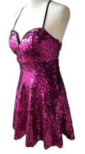 Hot Pink Sequin Mini Dress Women 5 Party Cocktail Clubwear Fit  Flare Prom Hoco