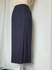Linda Allard Ellen Tracy 100 Wool Navy Blue Maxi Pencil Skirt Chevron 6 28x32