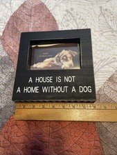 Dog Themed Picture Frame Wood and Glass