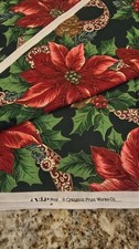 VIP Cranston Print Poinsettia Fabric 3 Uncut Yards Holiday Christmas
