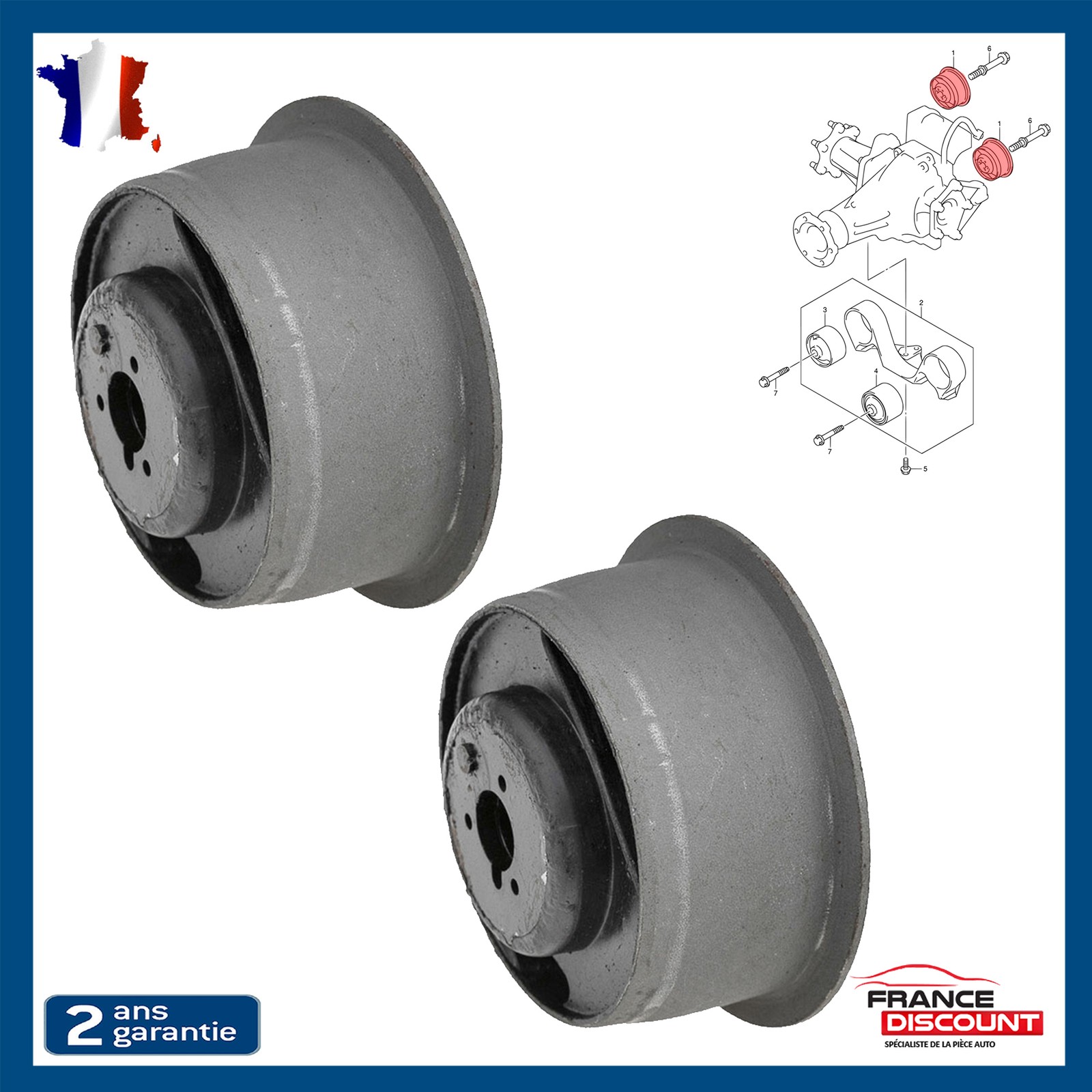 2 Tampons de Pont Arrière pour Suzuki Grand Vitara II 2005-2015
