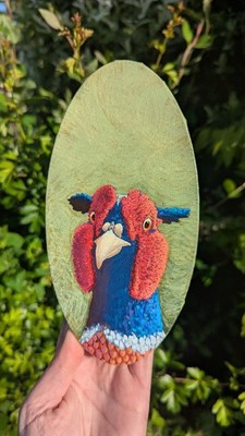 Original Gemälde Fasan Portrait Oval Leinwand Vogel Tierwelt Kunst