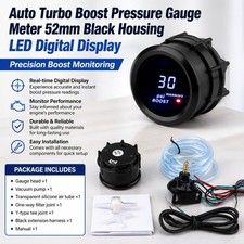 Auto Turbo Boost Pressure Gauge Meter 52mm Black Housing Led Digital Display