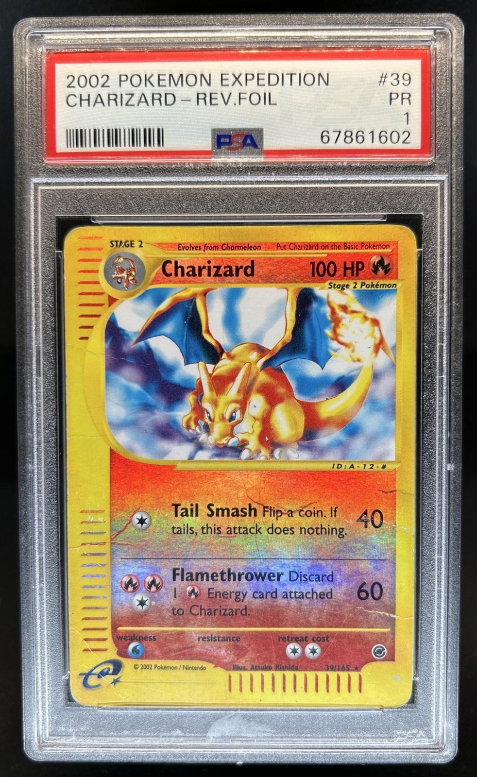 2002 Pokemon Expedition Charizard Reverse Holo #39/165 PSA 1
