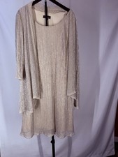 R&M Richards Women’s Gold Glitter Shift Dress Round Neck 3/4 Sleeve 20W
