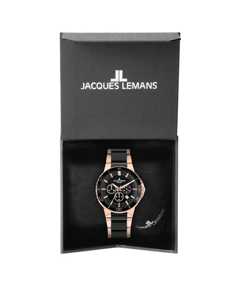 JACQUES LEMANS Hombres Analógico Cuarzo Informal Reloj Clásico Vestido Esfera Negra Impermeable Foto 3 de 4