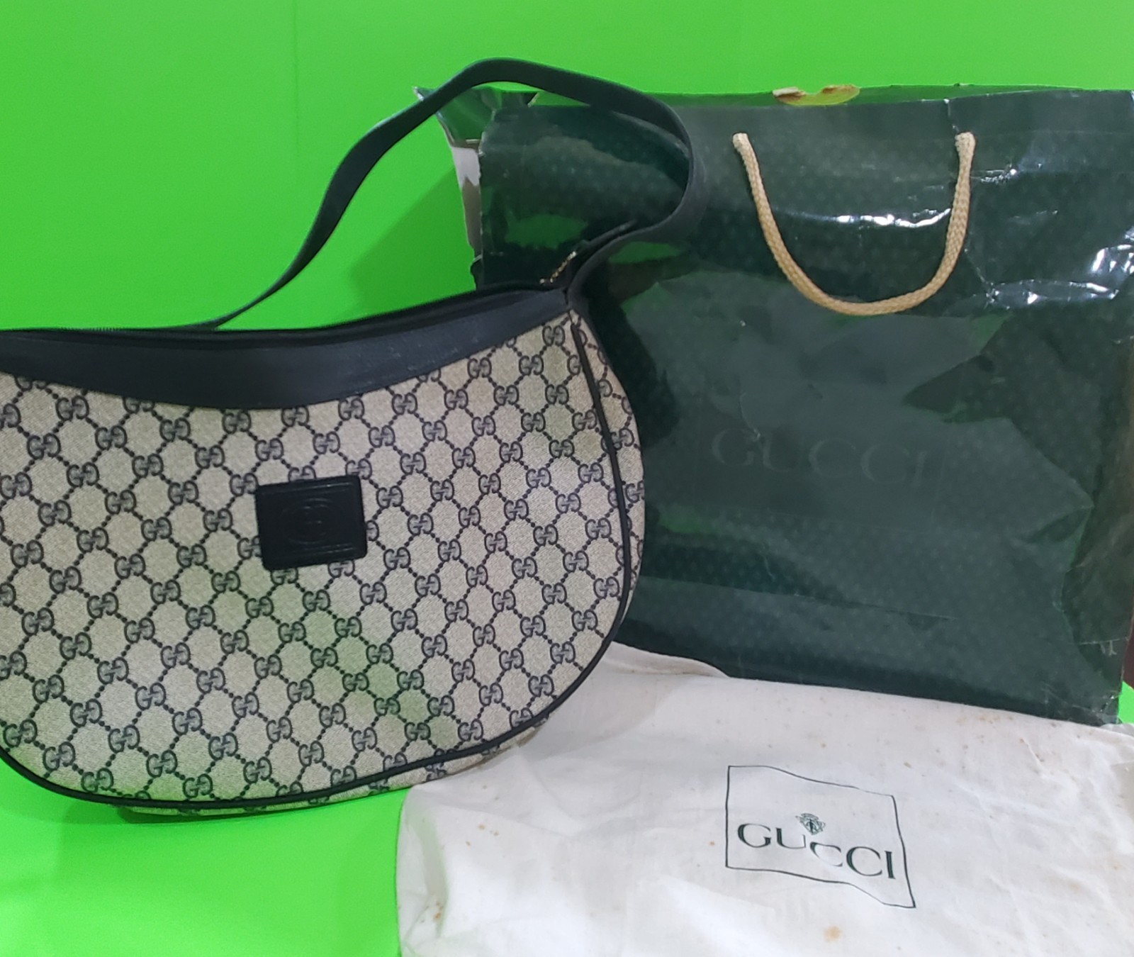 Gucci Authentic Vintage Shoulder Bag (Gray, Black) image 7