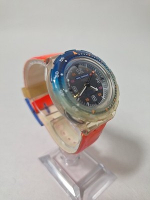 SWATCH SCUBA 1999  SDK134  DEEP AND DIVE Orange / Blue / Silver - Good Condition
