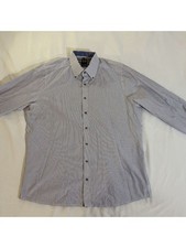 OLYMP Level Five Body Fit Men s Dress Shirt 17 43 Blue White Striped Stretch Cot