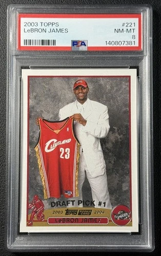 LEBRON JAMES PSA 8 2003-04 TOPPS BASKETBALL #221 ROOKIE CARD RC CAVALIERS 7381