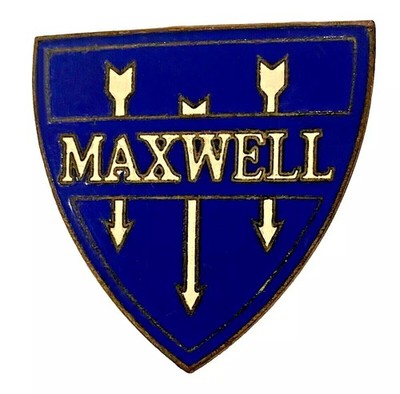 Vintage MaxWell Front Radiator Grill Hood Badge Enamel Brass Chrome