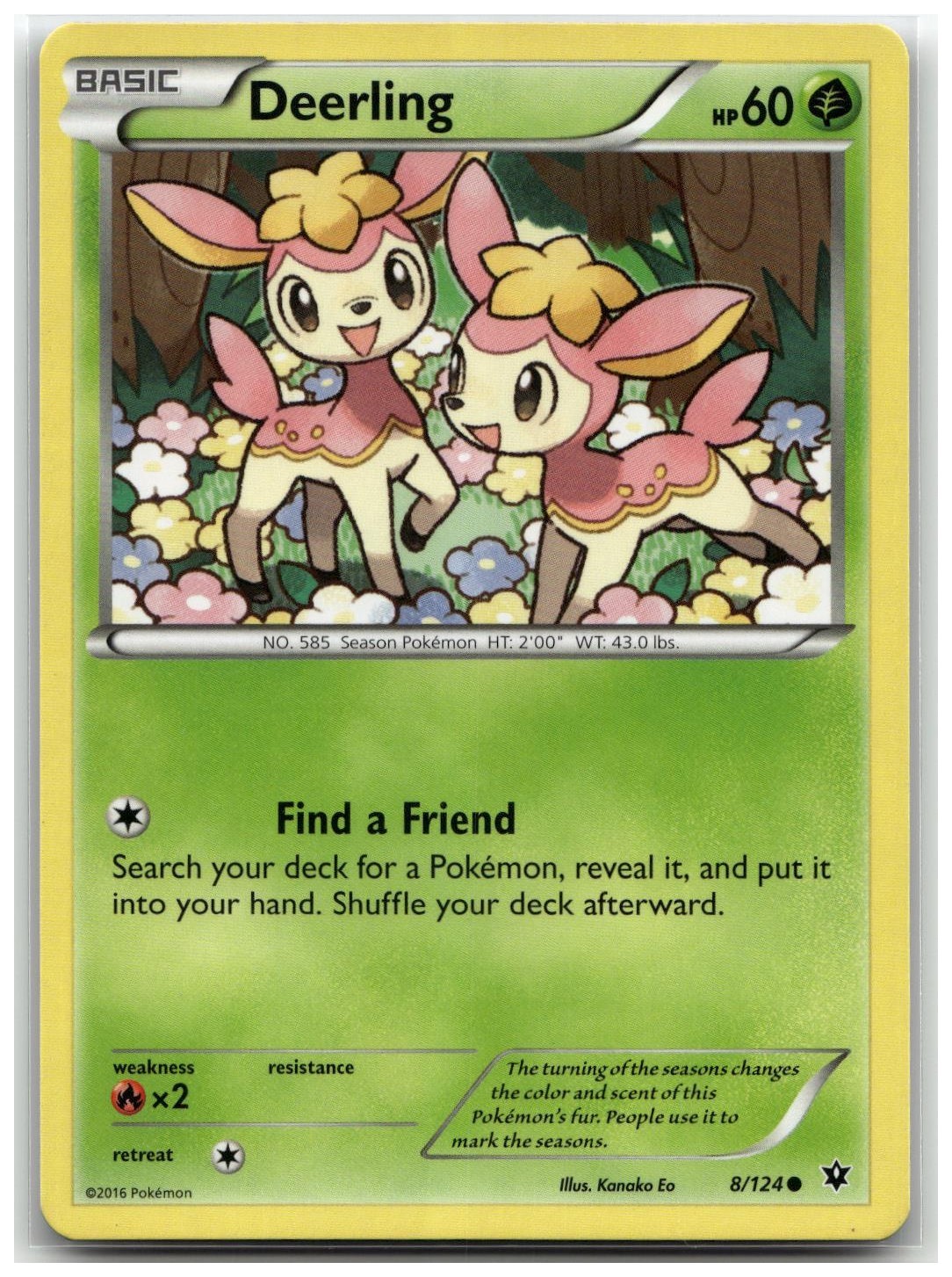 Deerling 8/124 XY - Fates Collide Common Pokemon TCG NM