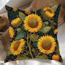 Sunflower Pillow Cover, Floral Cushion, Botanical Throw Pillow, Vintage Home