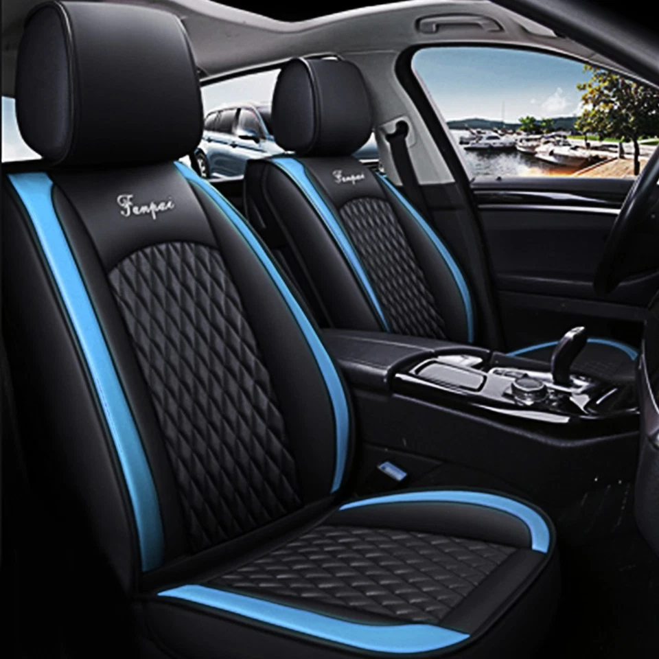 Car Seat Cover 5-eat for Hummer PU Leather ct0008 Black Blue - Image 4 of 4
