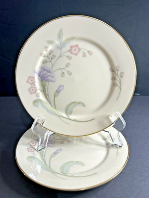Lenox Heiress 6.5  Bread Dessert Plates Pastel Floral Set Of 2 EUC