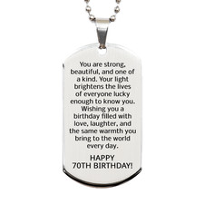 70th Birthday Gifts for Women - 70th Birthday Dog Tag Necklace for Women - Stain