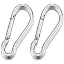 4 Inch Spring Snap Hook 304 Stainless Steel Quick Link Lock 4 Inch, Silver