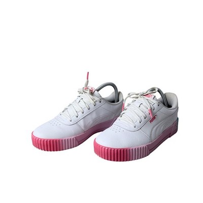 Puma Carina Crew Sneakers Women 9.5 White Pink Ombre Platform Soft Girl Spring
