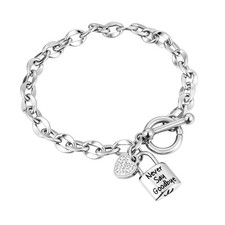 Lock Urn Bracelet for Ashes Crystal Heart Cremation Bracelet for Ashes Stainless