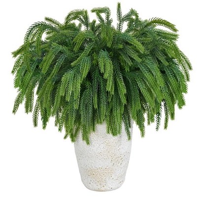 8PCS Christmas Norfolk Pine Branches with 4PCS Gradient Green/Brown