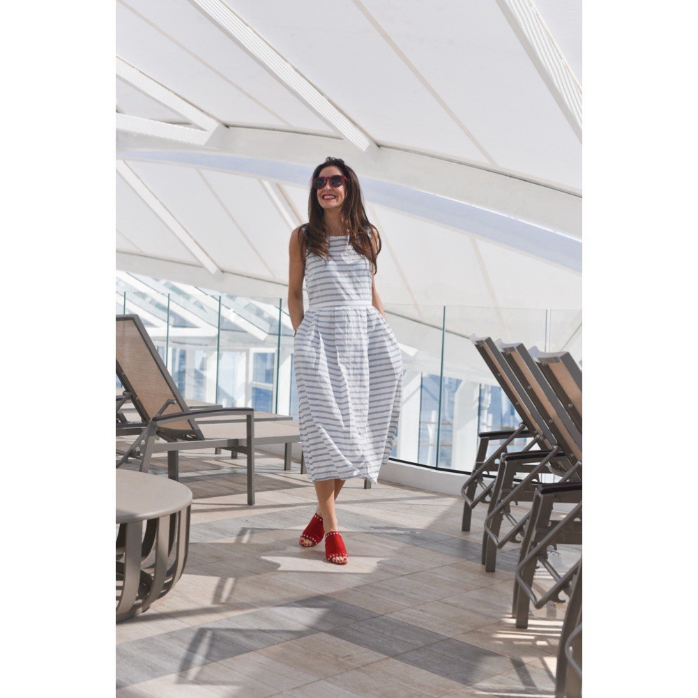 Ines De La Fressange Uniqlo NWT Dress Midi Linen Blend Blue