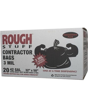 Rough Stuff 42 Gallon 3 Mil Contractor Bags 1 Box 20 Bags