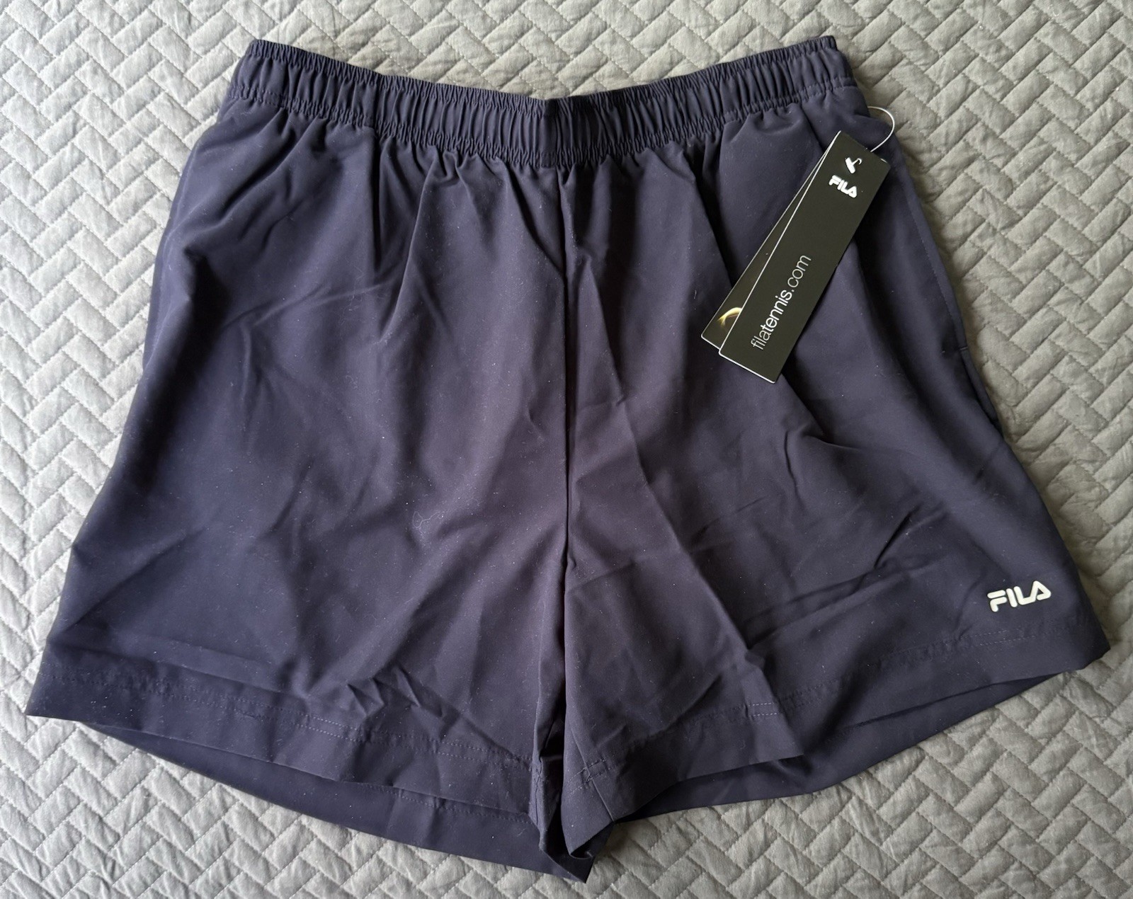 Pantaloncini Tennis Uomo Fila Blu Oceano Profondo Con Fodera Taglia L Nuovi Con Etichette